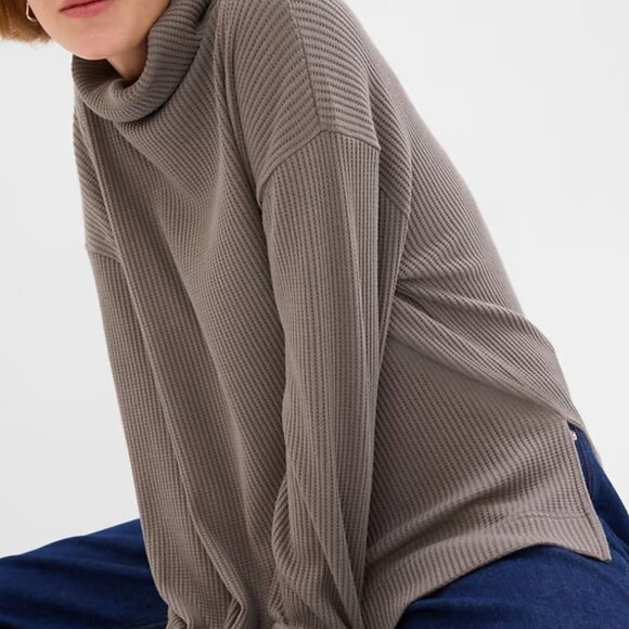 Gap Waffle Oversized Chunky Turtleneck Color: Cashmere Grey SZ Large - Picture 1 of 10